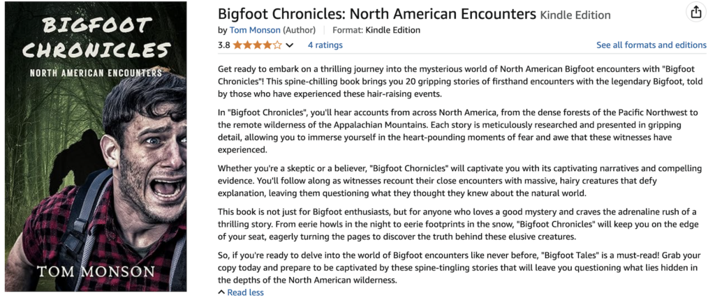 Books by Tom Monson Bigfoot Chronicles - North American Encounters