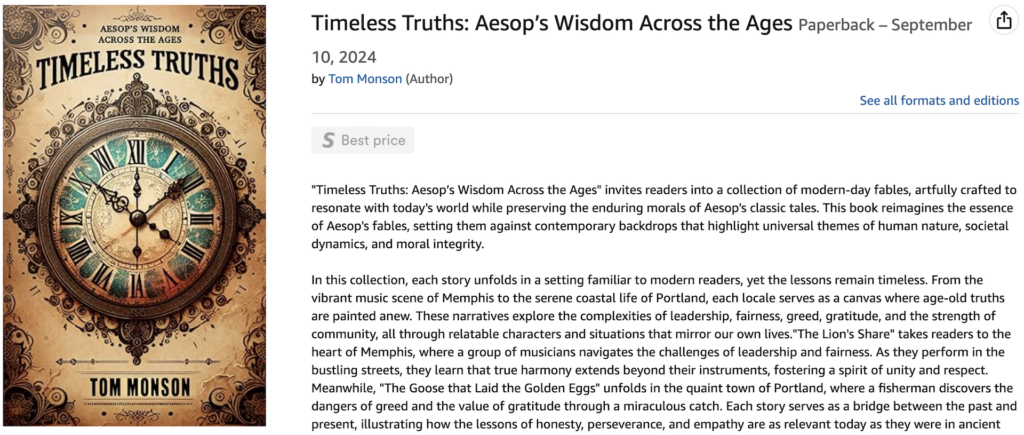 Books by Tom Monson Timeless Truths: Aesop's Wisdom Across the Ages