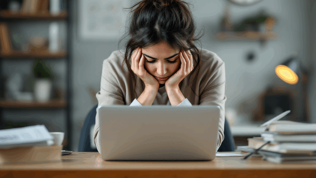"A depressed woman staring at her computer screen, looking overwhelmed as she searches for answers and hope."
The Power of Affirmations