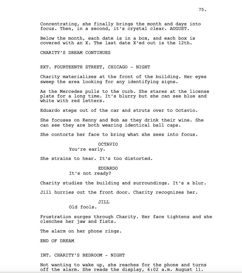 How to Write a Screenplay a sample page from the screenplay Saving Charity Nash by Tom Monson