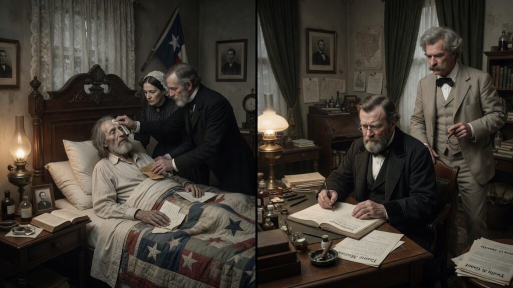 Two iconic historical figures, Sam Houston and US Grant near the end of their lives one finding purpose later in life and the other thinking he was to die a failure.